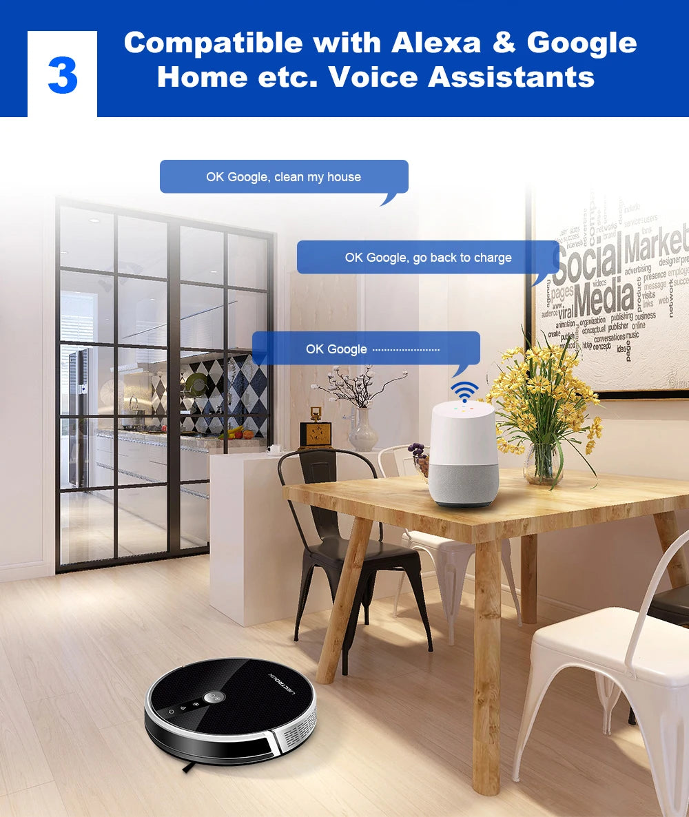 LIECTROUX/LILIN C30B Robot Vacuum Cleaner AI Map Navigation,Memory,Smart Partition,WiFi App,6000Pa Suction,Electric Water Tank