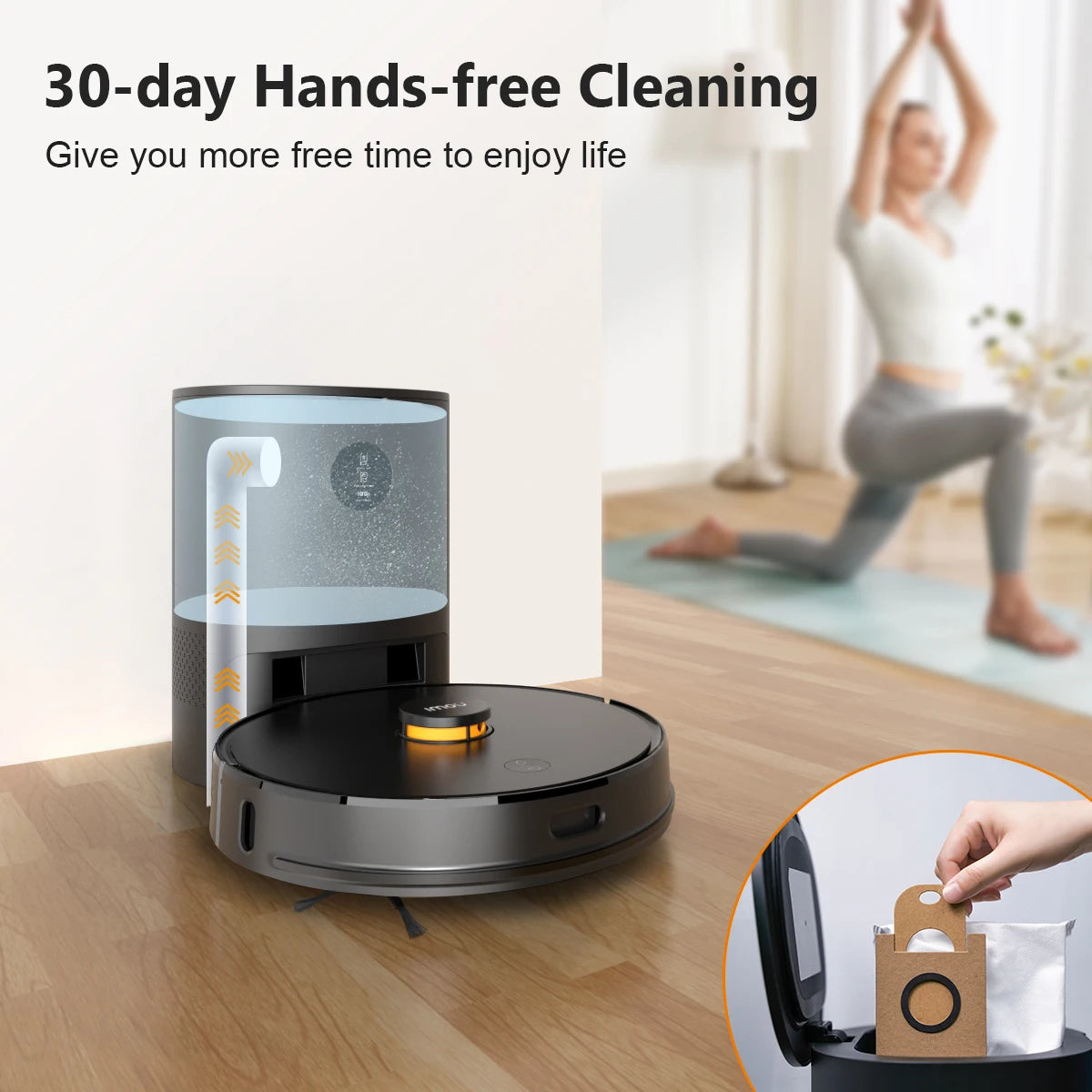 IMOU Self-empty Vacuum Cleaner Robot Smart Charging Hands-free Cleaning With Auto Dirt Disposal Base Mop and Vacuum All in One