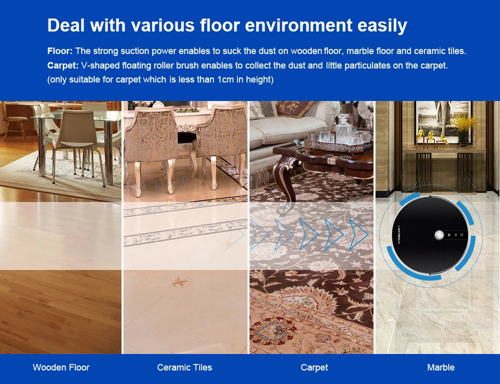 LIECTROUX/LILIN C30B Robot Vacuum Cleaner AI Map Navigation,Memory,Smart Partition,WiFi App,6000Pa Suction,Electric Water Tank