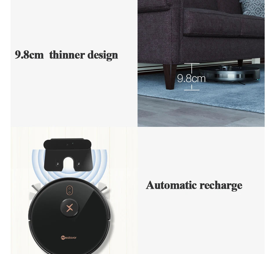 Robot Vacuum Cleaner NEATSVOR X600 Pro Laser Navigation  6000PA Strong Suction Map Management  Sweep Floor and Wipe Floor in One