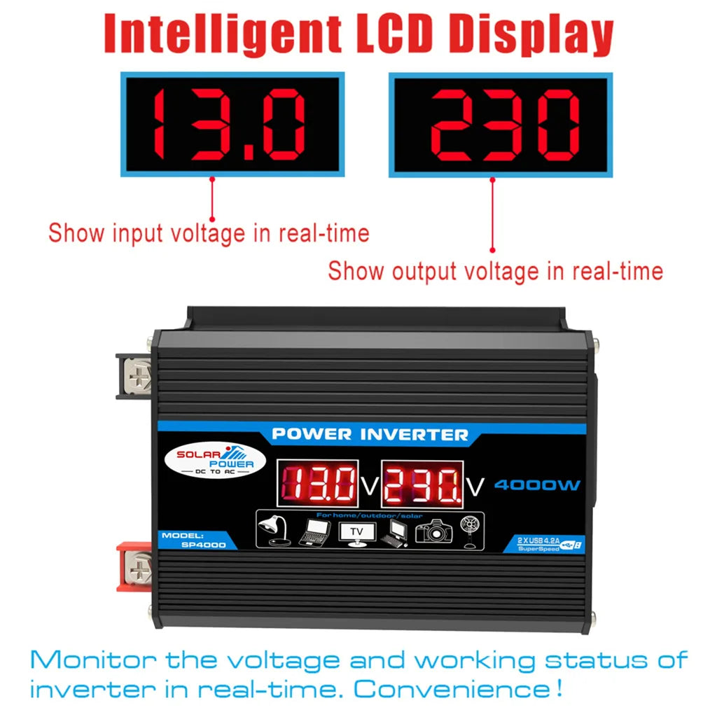 12V to 110V/220V Solar Panel System 12V Solar Panel Battery Charge Controller 4000W Solar Inverter Kit Complete Power Generation