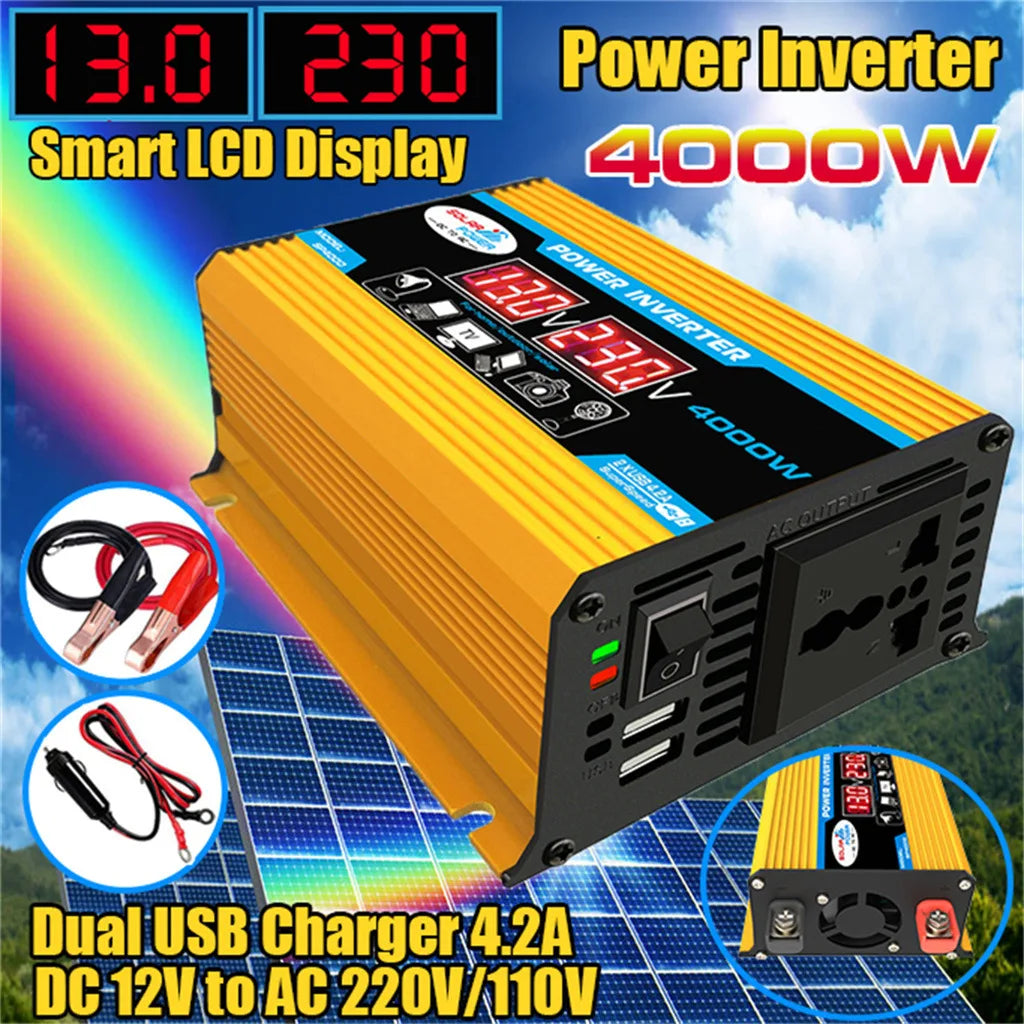 12V to 110V/220V Solar Panel System 12V Solar Panel Battery Charge Controller 4000W Solar Inverter Kit Complete Power Generation