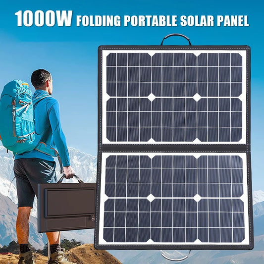 1000W  Solar Panel Kit Complete Camping Foldable Solar Power Station  Portable Generator Charger 18V for Car Boat Caravan Camp