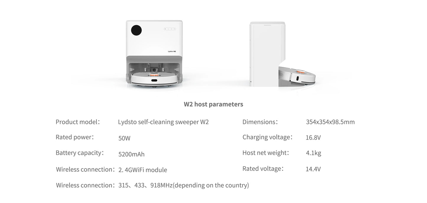 Original Lydsto W2 Auto Wash Wet and Dry Vacuum Cleaner,sweeping, Mopping, Drying and Dust Collecting Integrated Machine