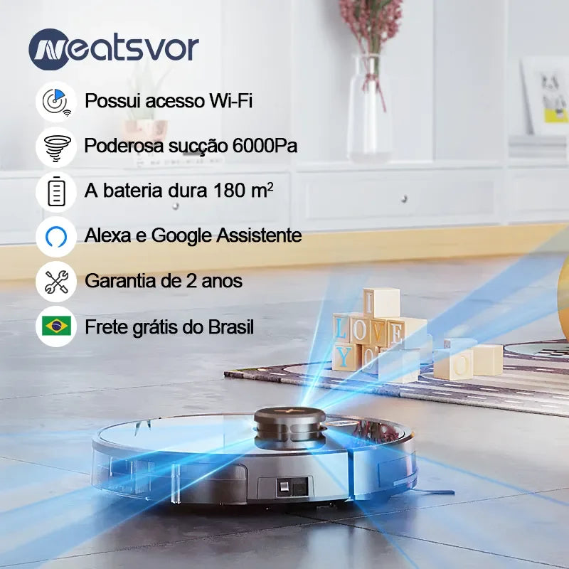 Robot Vacuum Cleaner NEATSVOR X600 Pro Laser Navigation  6000PA Strong Suction Map Management  Sweep Floor and Wipe Floor in One