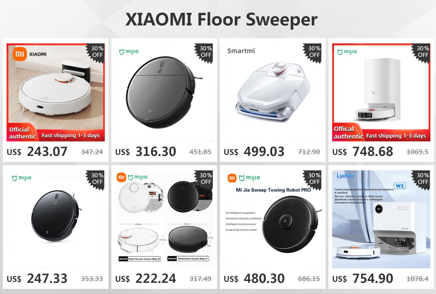 XIAOMI MIJIA Robot Vacuum Mop 3C B106CN 4000Pa Smart Home Appliances LDS Laser Navigation Cleaner Electric Control Water Tank