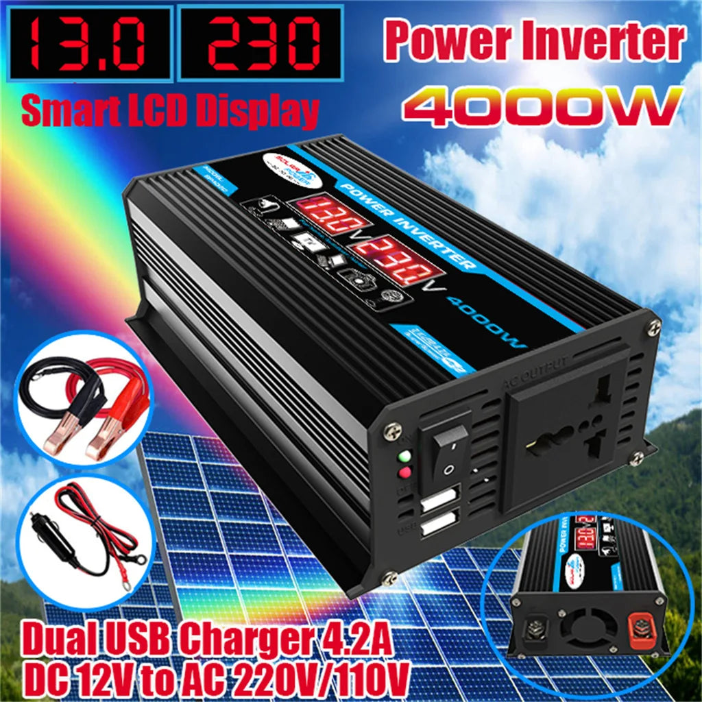 12V to 110V/220V Solar Panel System 12V Solar Panel Battery Charge Controller 4000W Solar Inverter Kit Complete Power Generation