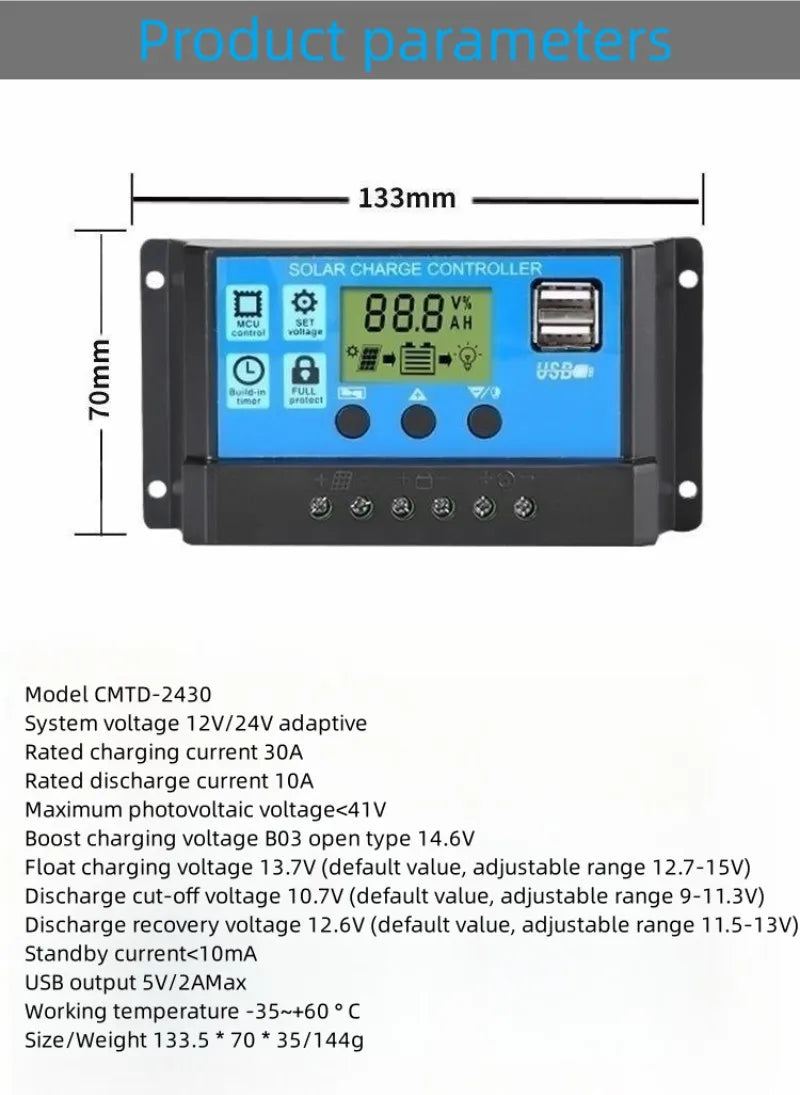 12V to 110V/220V Solar Panel System 12V Solar Panel Battery Charge Controller 4000W Solar Inverter Kit Complete Power Generation